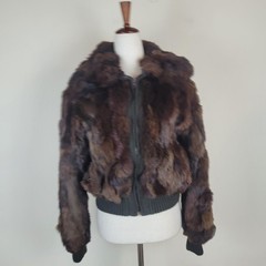 Vintage Rabbit Fur Jacket Brown Cutter Craft Pelts Repurpose Scraps Upcycle DIY