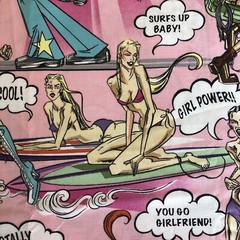 Girl Power Awesome Rock & Roll ADULT CARTOON 2/3 yard x 43″ HTF FABRIC Graphic