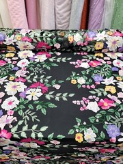 Multicolor Embroidery Pink Yellow 3d Floral Lace Fabric 50” W 1 Yard Black MESH
