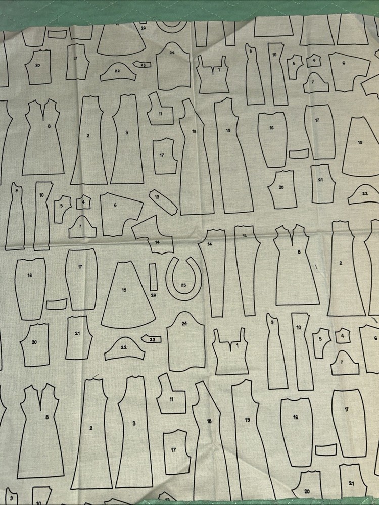 Fabric Material Sewing Patterns On White 18” X 18” And 20” x 23” UNIQUE!