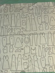 Fabric Material Sewing Patterns On White 18” X 18” And 20” x 23” UNIQUE!