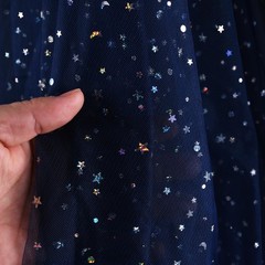 54 Inch X 8 Yards Glitter Tulle Fabric Rolls Laser Stars and Moon Tulle Rolls