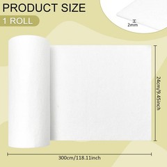 118×9.4 inch White Craft Felt Fabric Roll 2mm Thick Polyester for Sewing