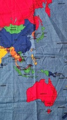 World Map By Fabric Traditions 59” X 35” Vintage 1999 fabric panel