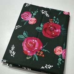 Hobby Lobby Floral Cotton Fabric Yardage Black Pink Red Roses Green 1 yd