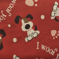 (2) Fat Quarters “I Woof You” Valentines Cotton Fabric (approx 17.5 x 22″)