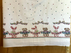 Daisy Kingdom Tisket Tasket Bear Bunny Bows Double Border Cotton Fabric 45″ x36″