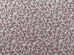 Cotton Fabric Red White Plant 57”x36” 00
