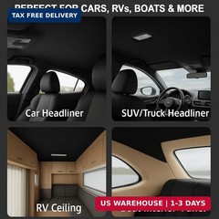 Black Suede Headliner Fabric 96″ L x 60″ W with 3.5mm Foam Backing Material | Au