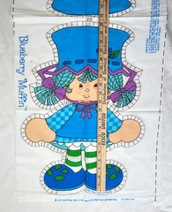 Vtg Blueberry Muffin Fabric Panel Cut Sew Stuffed Doll Strawberry Shortcake 1981