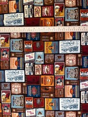 Common Grounds Coffee Labels Signs Advertisement Fabric By the Yard x 44″ Cotton