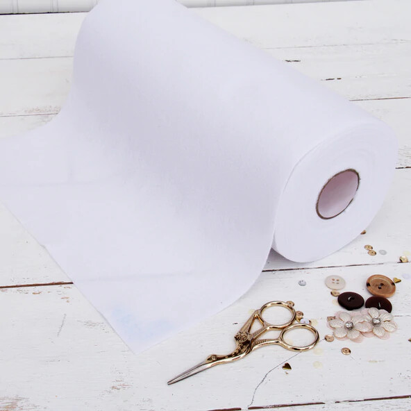 Premium Felt Roll – 12″ x 10yd – White – Soft Wool-Like 1.2mm Thick