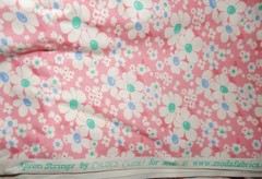 pink 1930s feed sack reproduction floral fabric Apron Strings Chloe’s Closet BTY