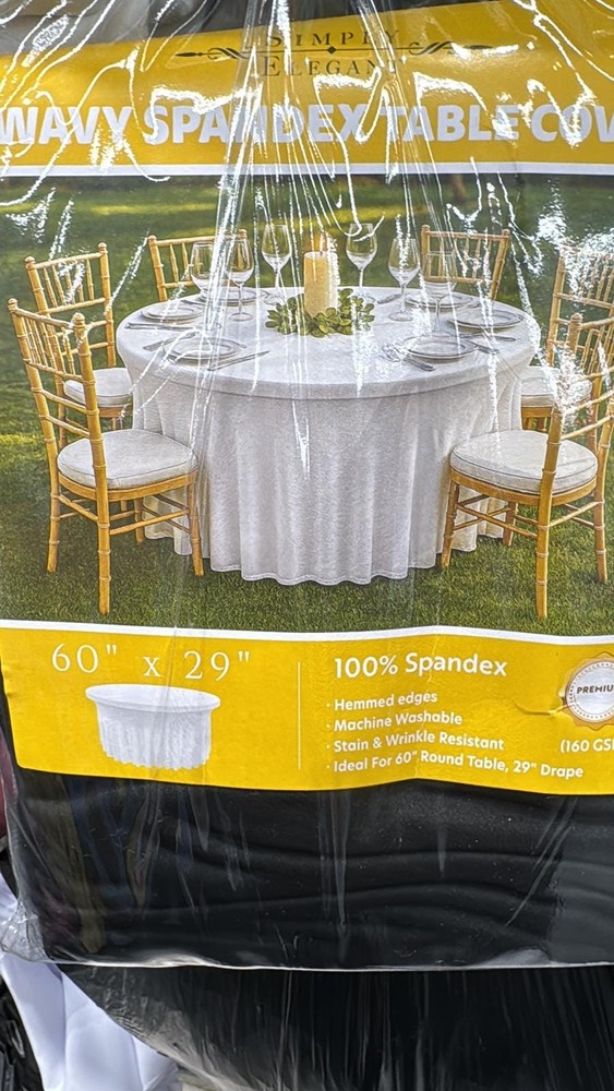 Fitted Spandex Tablecloth 60 Inch Round Black White Wedding Banquet Cover