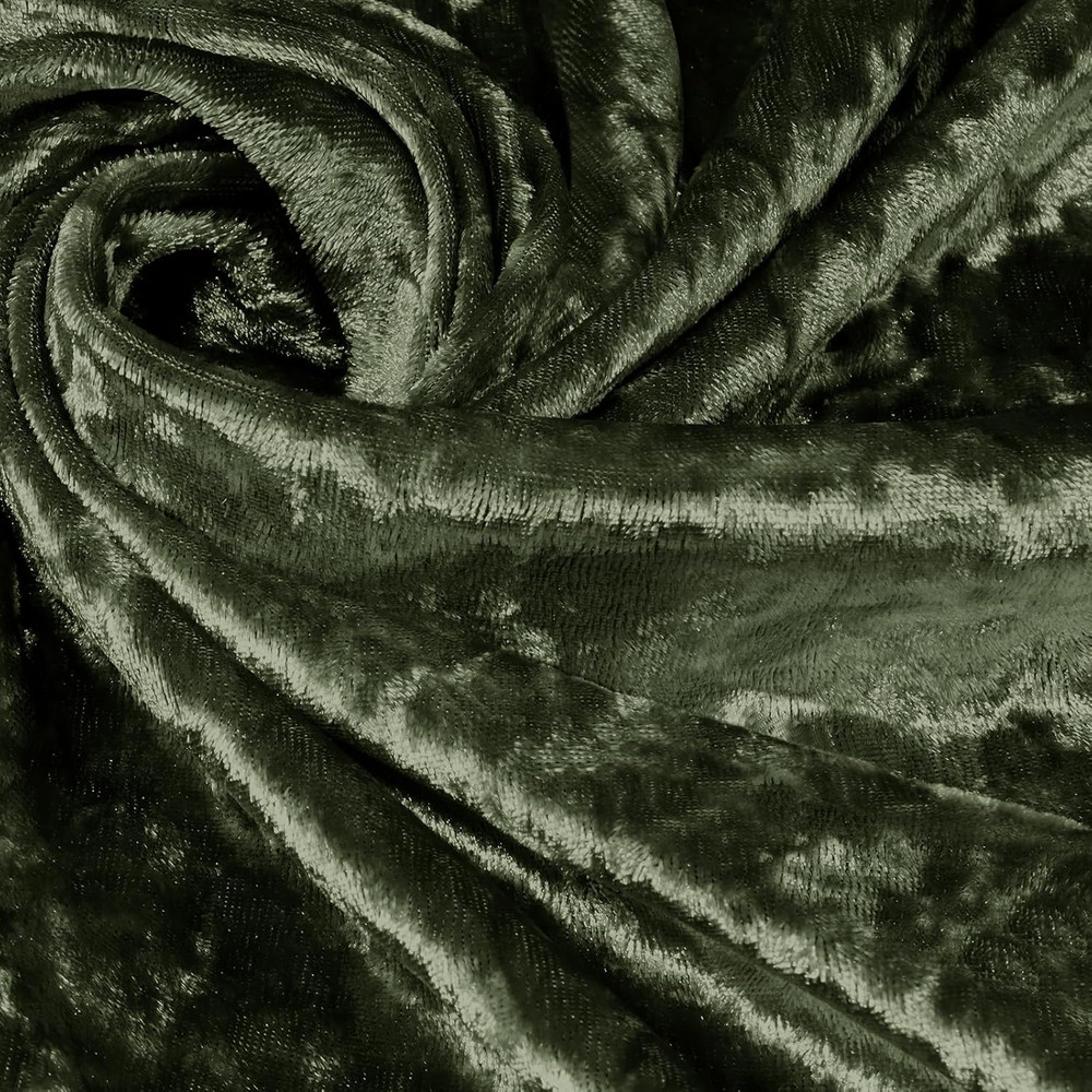 🟢1 Yard 63″ Wide Olive Green Stretch Crushed Velvet Fabric Sewing Material🟢