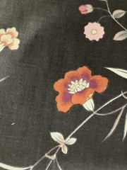 Jay Yang Pink Green Blue Floral Black Chintz Cotton Fabric 4 Yards