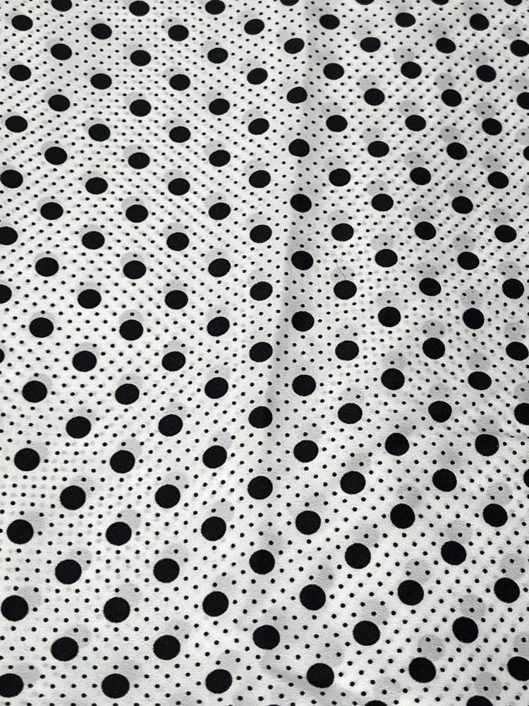 Fabric White Black Polka Dots Polyester Knit 6.5 Yards 58″ Wide Silky Thin VTG