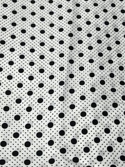 Fabric White Black Polka Dots Polyester Knit 6.5 Yards 58″ Wide Silky Thin VTG