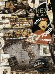 50”x 43” Travel/hobby Print, Fabric Remnant. Cotton For Quilts CraftsMedium