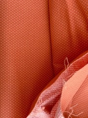 4yd VTG 70s Orange White Polka Dot Fabric FINE COTTON CLOTH PreShrunk No Crease