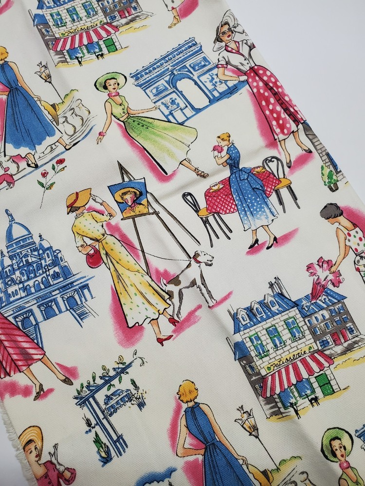 Michael Miller Fabric Cotton Canvas French Paris Ladies Fashion FAT QUARTER
