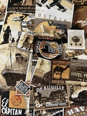 50”x 43” Travel/hobby Print, Fabric Remnant. Cotton For Quilts CraftsMedium