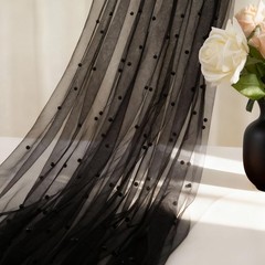 1 Yard Black Pearl Tulle Fabric,60 Inch Wide Wrinkle Free Pearl Mesh Fabric B…