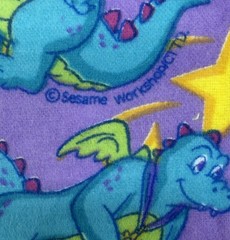 Vintage Dragon Tales Blue Dragon Ord Purple Stars Flannel Fabric 2003 44×22”