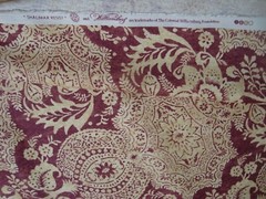 One Yd WILLIAMSBURG Fabric Market Square Shaimar Resist LINEN Upholstery BTY