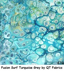 Fusion Ripple Turquoise Panel 24×44 cotton quilt fabric QT fabrics Cranberry
