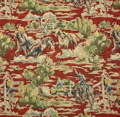 PKL STUDIO FIRST RODEO BARN RED RIDEM COWBOY HORSE MULTIUSE FABRIC BY YARD 54″W