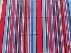 Lemeau VINTAGE Fabric Wide Stripe Red Blue White Black Cotton Canvas BTY