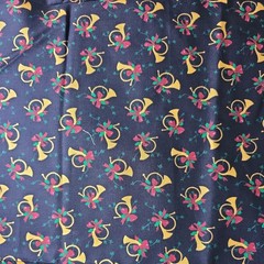 Timeless Treasures Christmas quilt fabric Black Holly Bows Horns 45″ x 44″