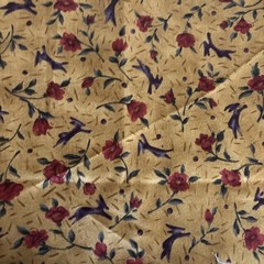 LOT 4 pieces tan bron print fabric One with bunnies 3 remnants 1