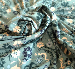 Jersey Knit Fabric Blue Blender Floral Paisley Double Brushed Soft 44″ Wide BTY