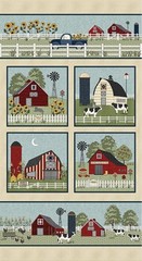 24″ X 44″ Panel Heartland Barns Farmyard Animals Cotton Fabric D370.95