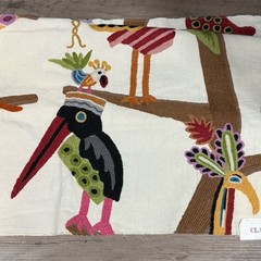 CLARANCE HOUSE Signature Whimsical POLLY BIRDS Crewel Fabric Sample 26”x26”