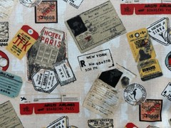 NEW & HTF Designer Novelty Exclusive BON VOYAGE TRAVEL TICKETS *100% Cotton FQ*
