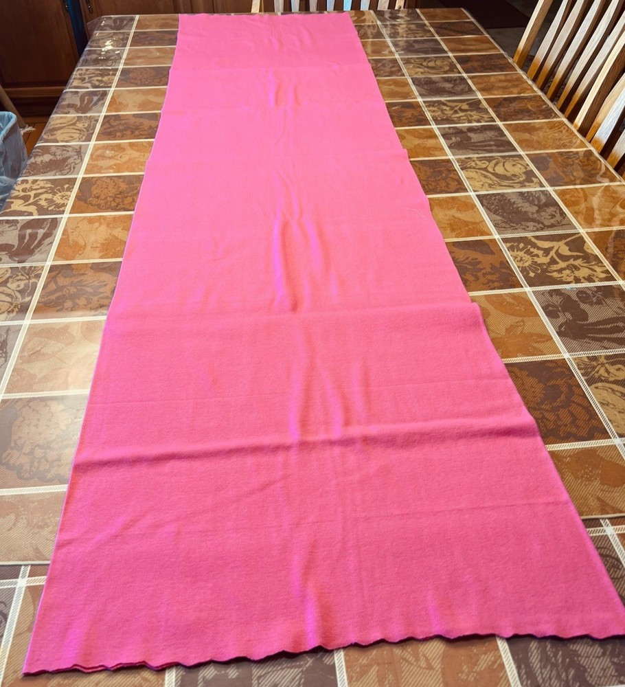 2.1yd (77″)Lx41″W coral pink thin ribbed knit synthetic tubed “cottony” fabric