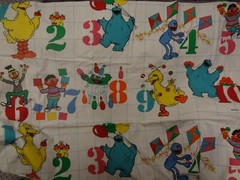 Vintage SESAME STREET Number themed PVC Coated Fabric (120cm x 61cm)