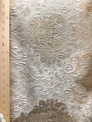 IVORY GOLD Damask Brocade Upholstery Drapery Fabric (110 in.) Sold By The Yard