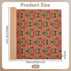 2 PC Flower Pattern Cork Fabric 60×12 Inch Retro Soft Wood Craft Sheet