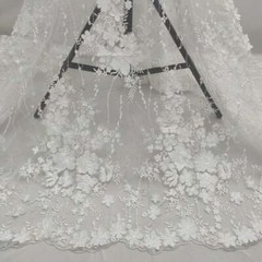 Exquisite 3D Flower Bridal Lace Fabric Embroidered Floral Sequins Lace Fabric
