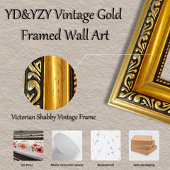 Gold Framed Funny Bathroom Frog Wall Art Canvas Frog on Toilet Reading Newspaper