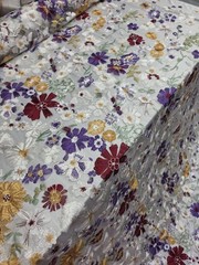 Lace Multicolor Embroidery 3d Lavender Floral Fabric By The Yard White Mesh