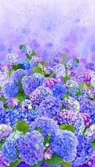 23″ Fabric Panel | Timeless Treasures Hydrangea Bliss Flower Scene Purple