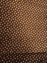VTG Cranston Ditsy Brown CALICO w/ Orange Yellow White Florals Cottagecore BTHY