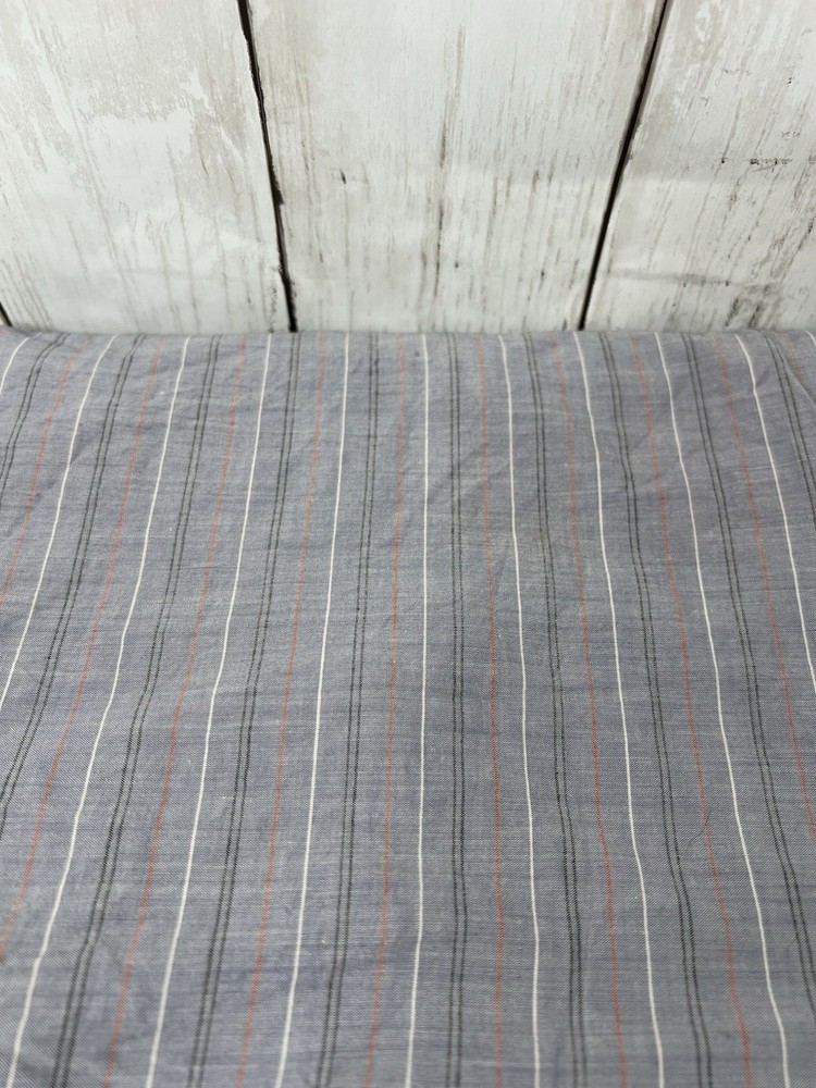 Fabric Blue Pinstripe Red White Cotton 2.33 Yards 48″ Wide Washed