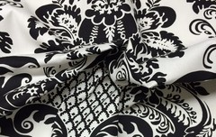 LACEFIELD DESIGNS MARSEILLE INK BLACK FLORAL DAMASK CALAIS FABRIC BY THE YARD
