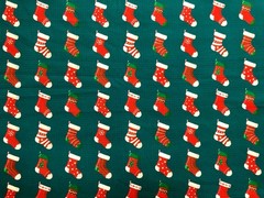 Bullet Knit Christmas Fabric Red Stockings Hunter Green 56″W Yard-BPR190